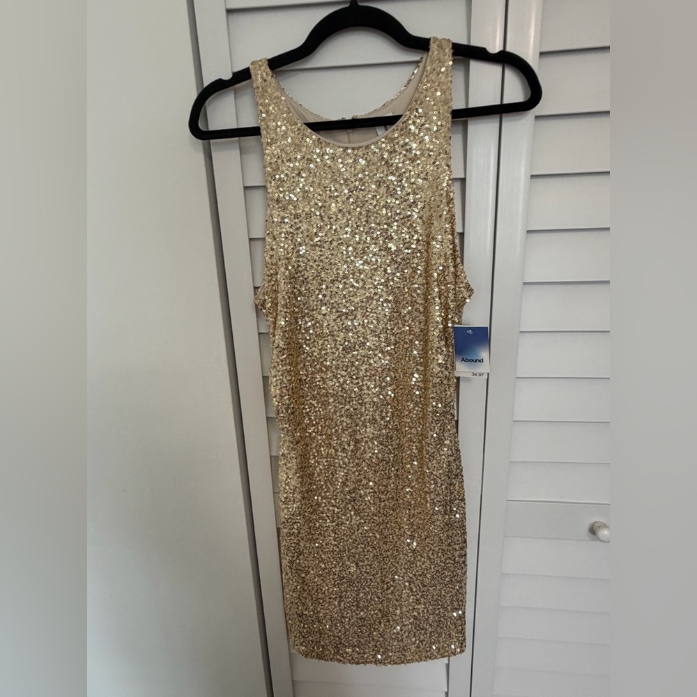 NWT Nordstrom Abound Gold Sequin Mini Dress